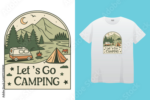 Set of vector vintage logos for the camping theme. Perfect for posters, apparel, T-shirt design and many other. Layered