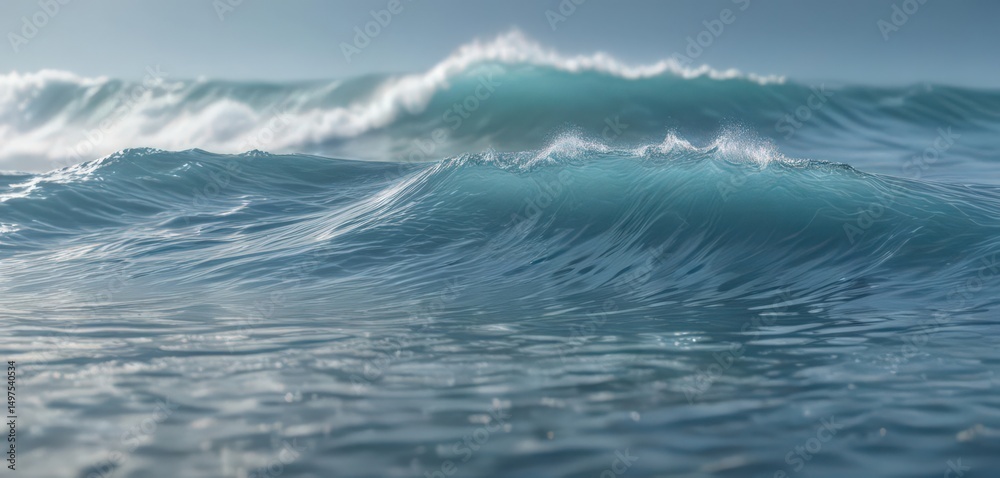 Obraz premium Subtle blue wave texture, soft focus, dreamy ripples , digital, nature, dreamy