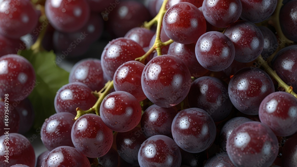 Fototapeta premium Crisp 3D Grapes Cluster on White