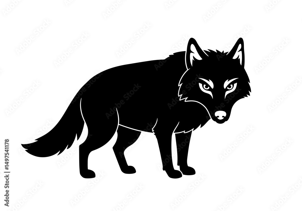 Fototapeta premium Stylized Black Animal Silhouettes with Expressive Features on White Background – Vector Art Set