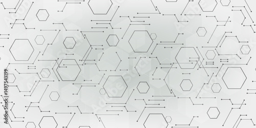 Abstract white bright technology hexagonal background. Connection structure. modern Vector