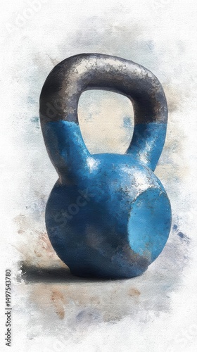 Artistic blue kettlebell illustration