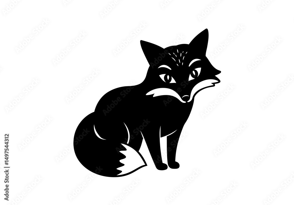 Fototapeta premium Stylized Black Animal Silhouettes with Expressive Features on White Background – Vector Art Set