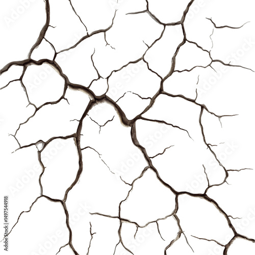 Crack Vein without shadow cutout isolate on transparent background