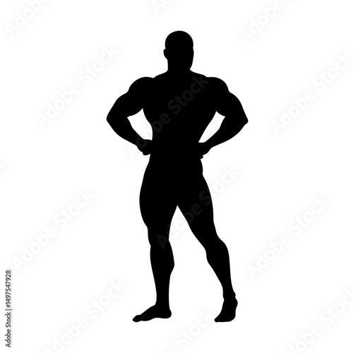 Body Builder silhouette vector flat illustration design.