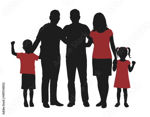 Happy family silhouette set on a plain white background. Vector design