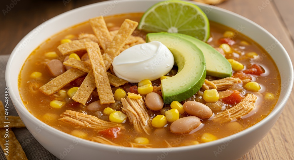 custom made wallpaper toronto digitalChicken Soup Bowl with Tortilla, Avocado, and Lime