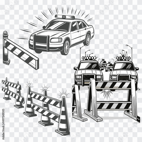 Police Chase Icon PNG | Crime Pursuit Elements | Car, Siren, Helicopter, Law Enforcement