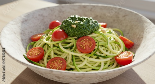 Wallpaper Mural Zucchini Noodle With Tomato And Pesto Torontodigital.ca