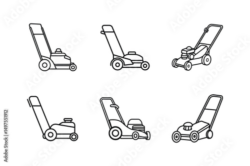 lawn mower line art vector illustration