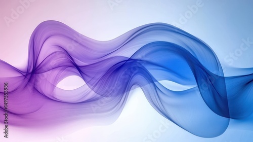 Abstract wavy shape in blue and purple gradient on a light background. Use it as a backdrop for modern designs and elegant presentations.
