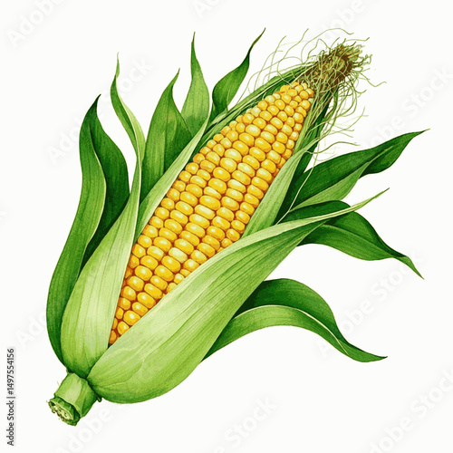 Amber Kernels in Wash corn isolated watercolor vector illustration svg
