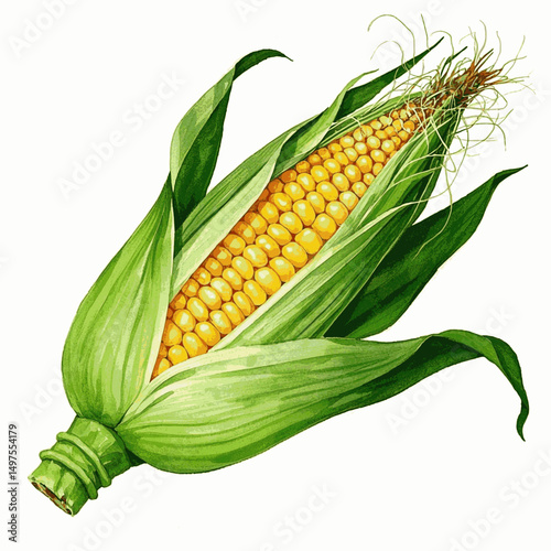 Golden Harvest Hues corn isolated watercolor vector illustration svg