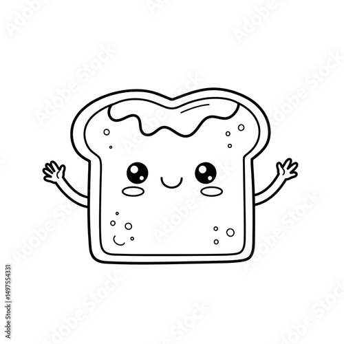 Kawaii Toddler Coloring Page Minimalist Black and White Line Arts