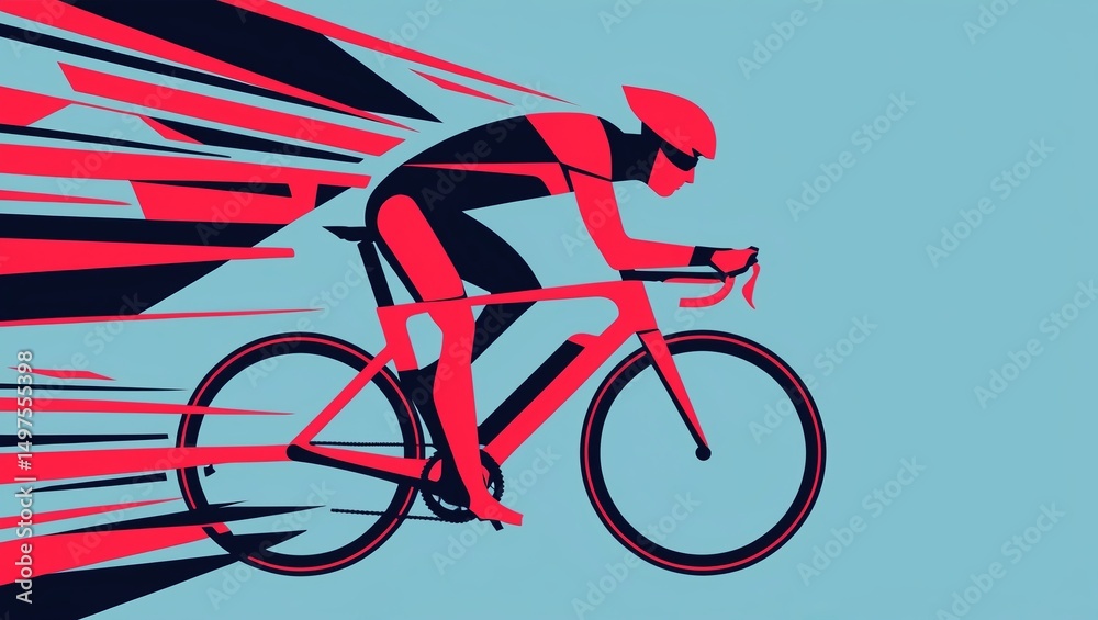 Fototapeta premium Cyclist speeding through a vibrant abstract background showcasing motion and energy in a dynamic race setting
