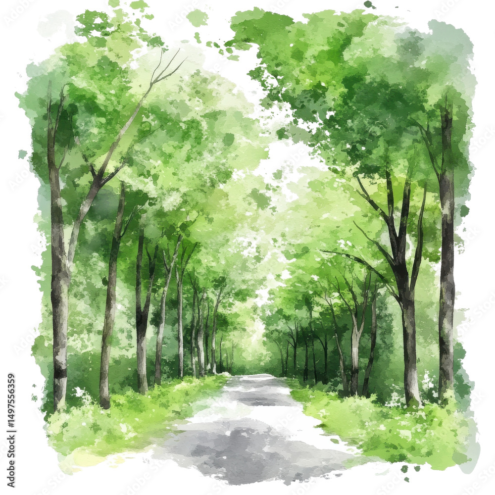 Fototapeta premium Pathway through the trees on transparent background