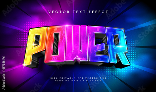 3d Elegant powerful editable vector text effect. Suitable colorful and modern cyber theme.