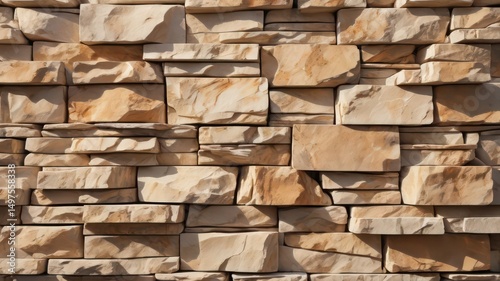 Textured Beige Stone Wall Background  A Seamless Pattern for Design Projects