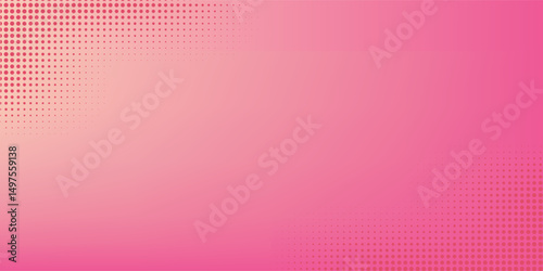 Pink orange polka dots gradient halftone background. Pop art cartoon dot texture with comic graphic design, Horizontal abstract pattern wall for cover digital technology.