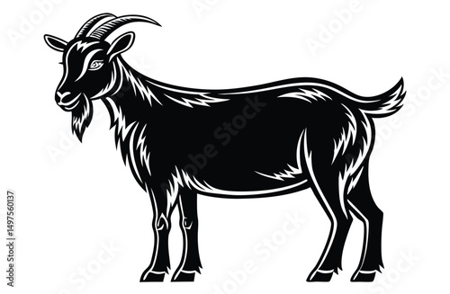 Goat Silhouette Vector – Standing Farm Animal Illustration