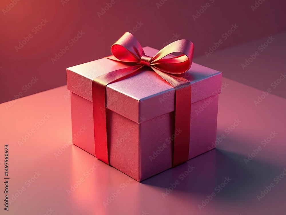 Fototapeta premium Shimmering box, floating, satin ribbon trails , gleam, texture, background