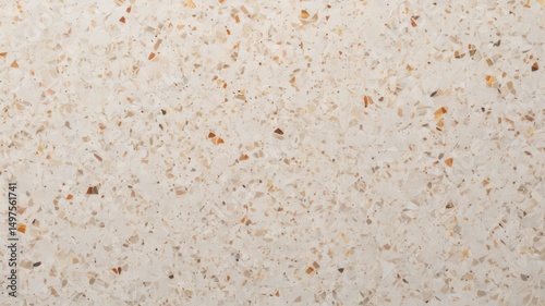 Cream-colored speckled terrazzo texture with small chips of beige, brown, and white