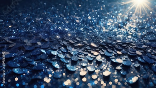 Shimmering Blue Scales A Sparkling, Glittery Background Texture