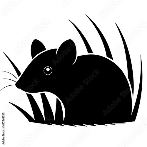 vector image of a mouse peeking out of a hole