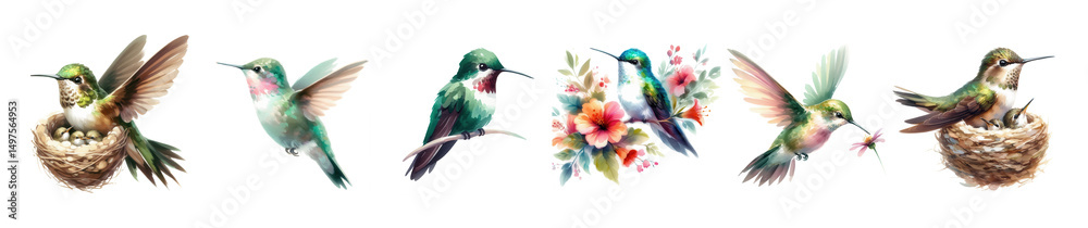 Obraz premium Hummingbird art A watercolor flight