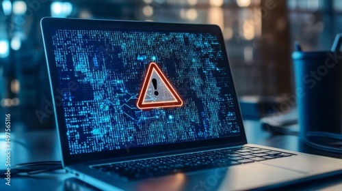 Symbolic image of system hacks reflected on a laptop display.