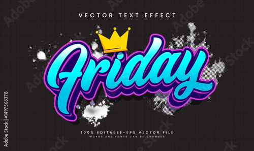 Blue friday graffiti, editable vector text effect. Suitable for street art theme.