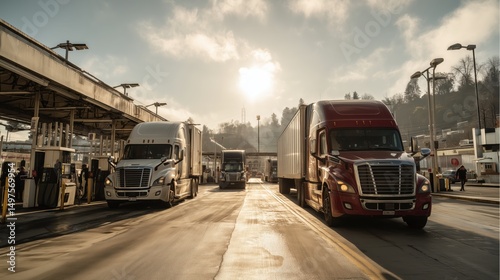 Large truck rest stop with food and fuel options