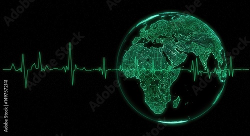 Global health, digital Earth with a heartbeat