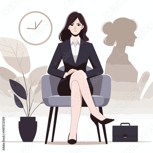 the young boss is sitting on a chair with a serious expression