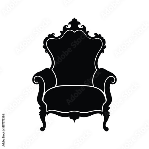 Ornate Rococo Style Armchair Silhouette
