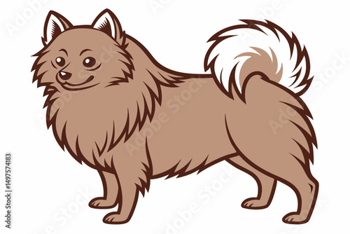 Fluffy Dog Silhouette Vector – Pomeranian or Spitz Outline Art