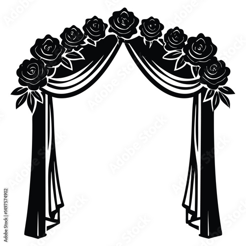 wedding backdrop floral arch roses drapery