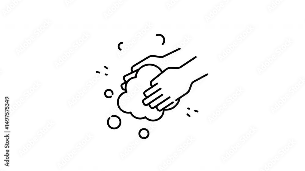 Two hands washing with soap animation video Two hands washing with soap animation video