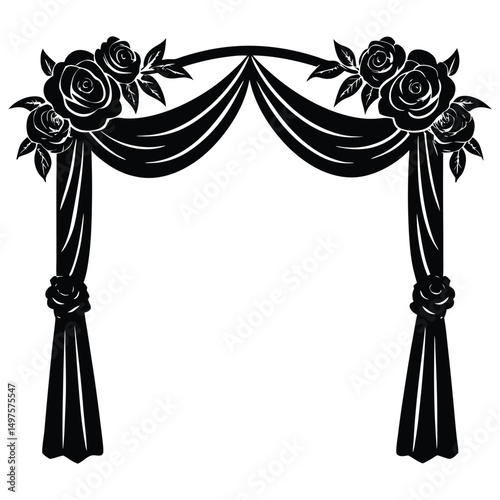 wedding backdrop floral arch roses drapery