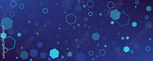 Abstract Digital Blue Hexagons Business or Science Background. Medical Research or Tech Innovation Online Webinar Presentation Event. Conference or Forum Vector Illustration