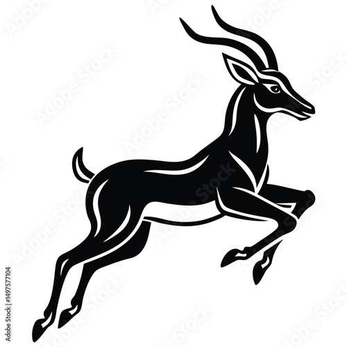 Wallpaper Mural Majestic Black Gazelle in Mid-Leap Elegant Wildlife Illustration Torontodigital.ca