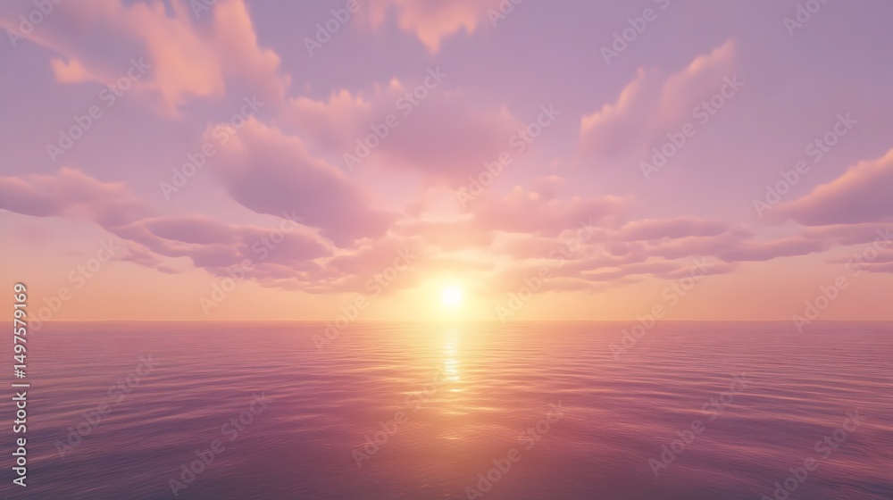 Obraz premium Serene Pink Sunset over Calm Ocean Water