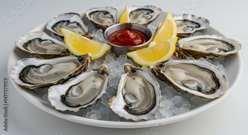 Wallpaper Mural Fresh oyster with lemon and sauce Torontodigital.ca