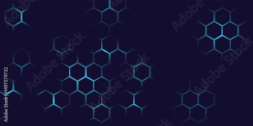 Hexagonal Abstract Technology Background. Hexagons Pattern for Hi-Tech Communication Design. Hi-tech Cyber Hexagon Sci-Fi Game Banner Grid. Vector Illustration