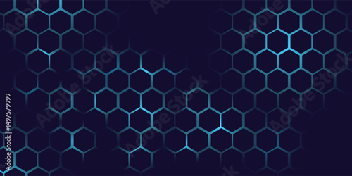 Hexagonal Abstract Technology Background. Hexagons Pattern for Hi-Tech Communication Design. Hi-tech Cyber Hexagon Sci-Fi Game Banner Grid. Vector Illustration