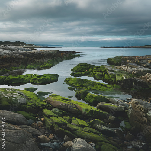 The Rocky Coastline is characterized by still water and an overcast sky.