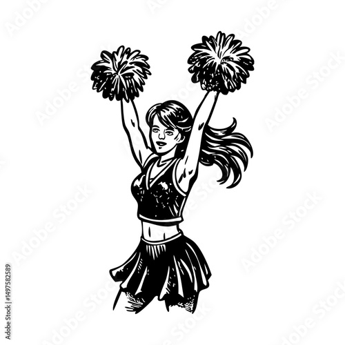 A sketchy style illustration of cheerleader
