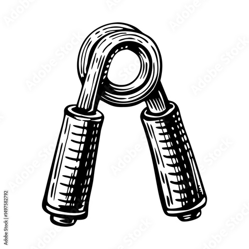 A vintage style illustration of grip trainer