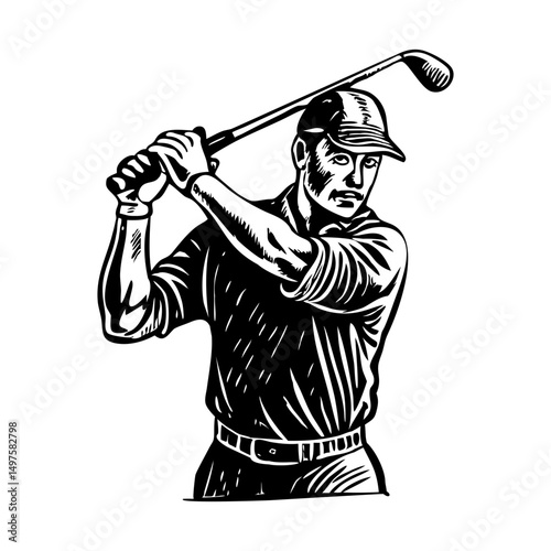 A sketchy style illustration of golf player