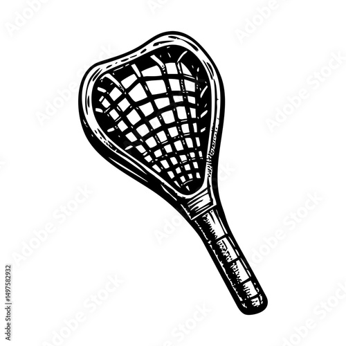 A vintage style illustration of lacrosse